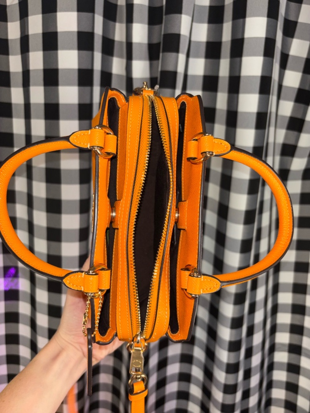 Coach Mini Lillie Orange Crossgrain Leather Carryall 2020 - Picture 6 of 8